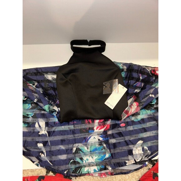 Sleeveless Black halter dress with floral bottom spring summer size medium - Picture 6 of 6